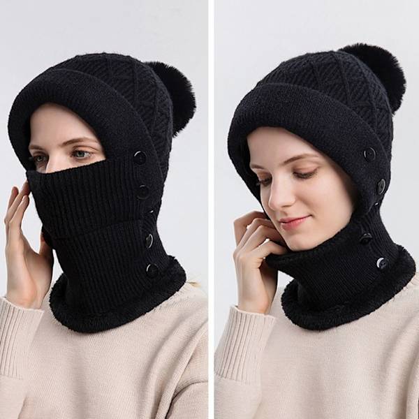 Kuulosuojaimet Villahattu Pipo Hattu Huivi MUSTA Black