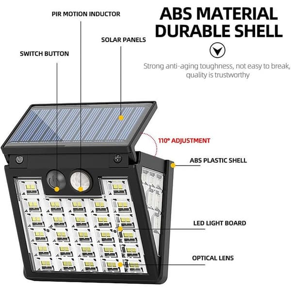 Solar Light Outdoor med 72LEDs bevegelsessensor