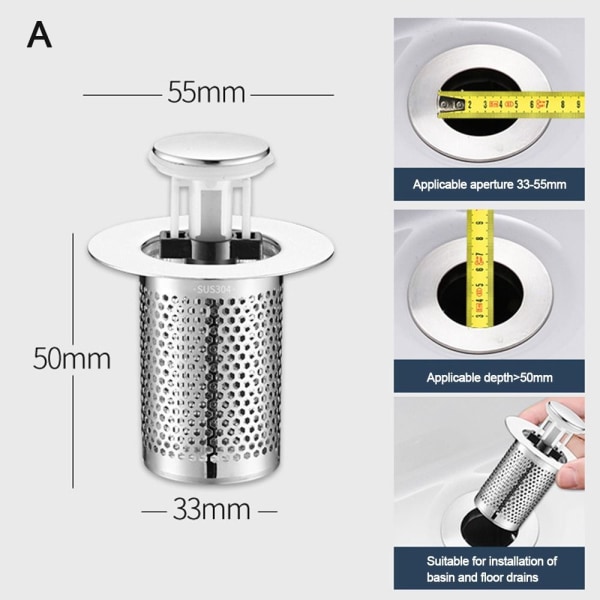 Lattiapoistosuodatin Mesh Pop Up -tyhjennyssuodatin AA A