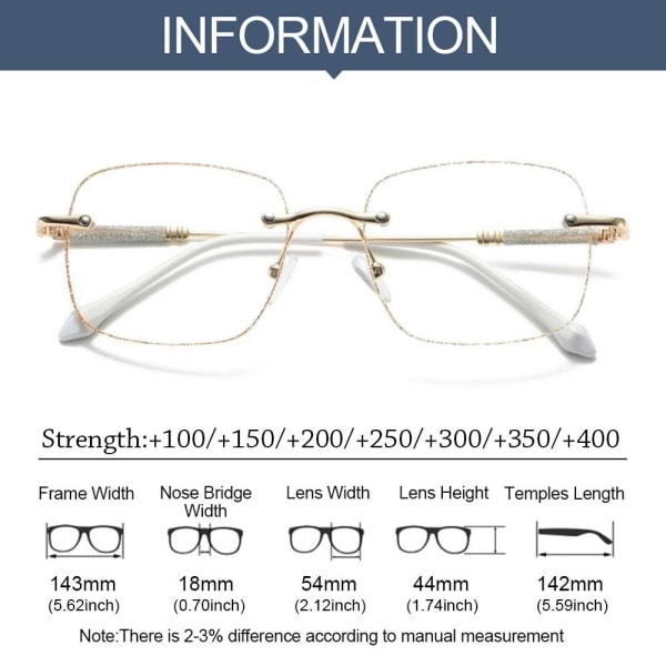 Anti-blåt lys læsebriller Firkantede briller SØLV Silver Strength 100
