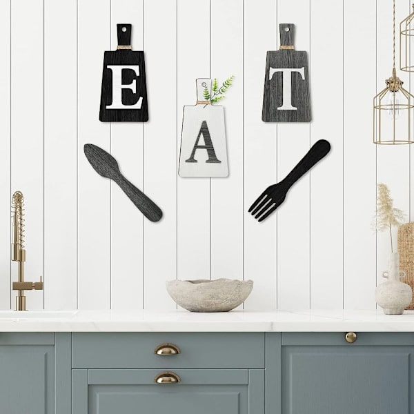 5 stk EAT Dekorativ træplade Vægkunstskilte Farmhouse