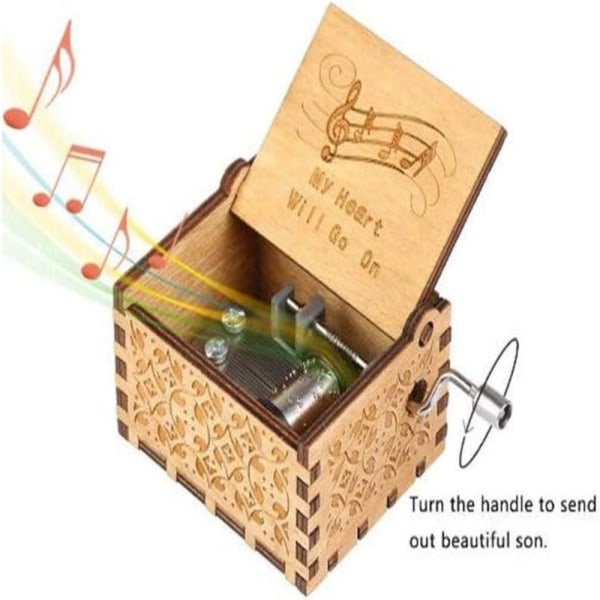 Puinen käsimusiikkilaatikko Kahdeksasävyinen laatikkokoristelu Puinen maalattu