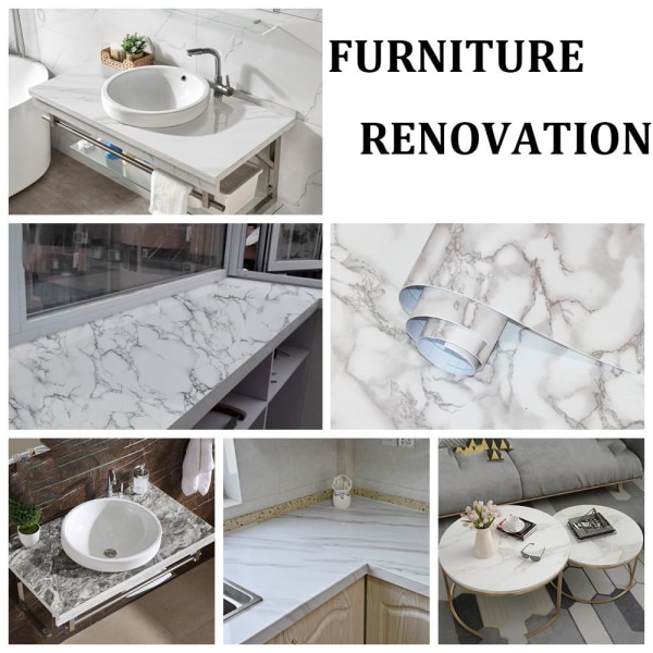 Marble Wallpaper Desktop Sticker Möbelrenovering VIT White 40cm x 3m