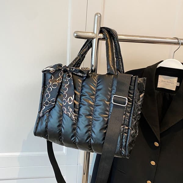 Quiltade tygväskor Messenger Axelväska SILVER silver
