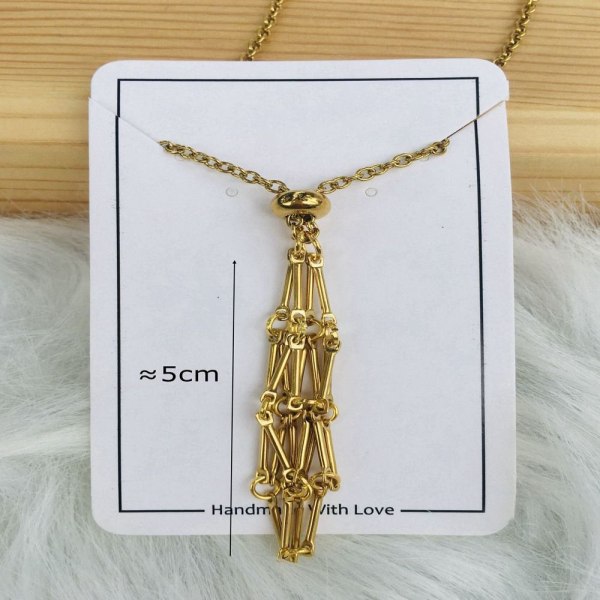 Crystal Holder Cage Necklace Crystal Net Metal Halsband GULD Gold Rose Quartz-Rose Quartz