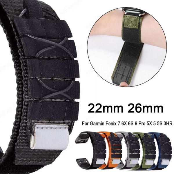 Nylon Loop Strap Watch Armband GRÅT FÖR GARMIN 22MM FÖR grey For Garmin 22mm-For Garmin 22mm