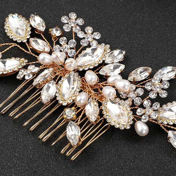 Morsiamen hiuskampa Crystal Hair Comb GOLD Gold