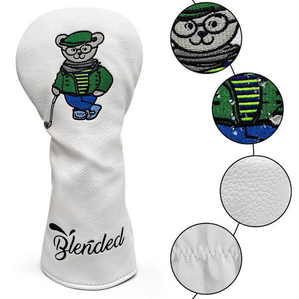 Golfkøllehoveddæksler Golf træbetræk HVID FØRERDÆKKE FØRER White Driver Cover-Driver Cover