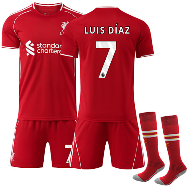 2025-2026 Liverpool Hjemme Draktsett Barn Fotballtrøye Nr. 7 Luis Diaz 24