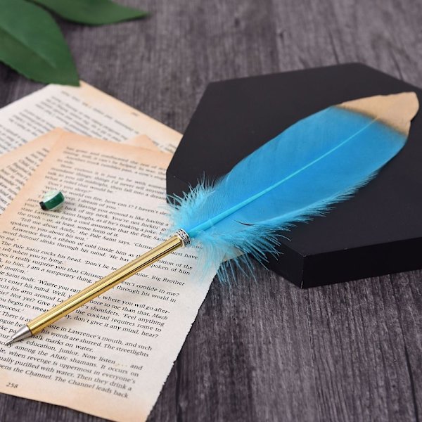 Guld Spray Feather Kuglepen Feather Pen HVID White