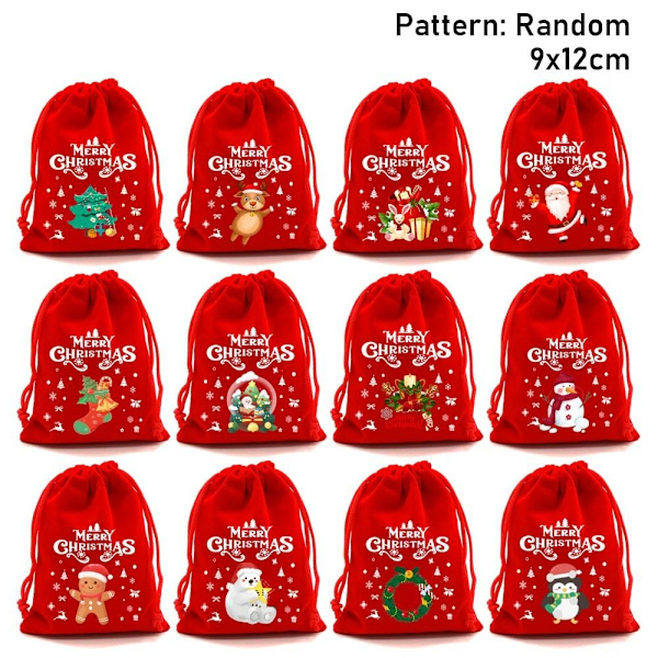 5/10 stk julefløjlsposer Candy Snack Gavepose 9X12CM10STK 9x12cm10pcs