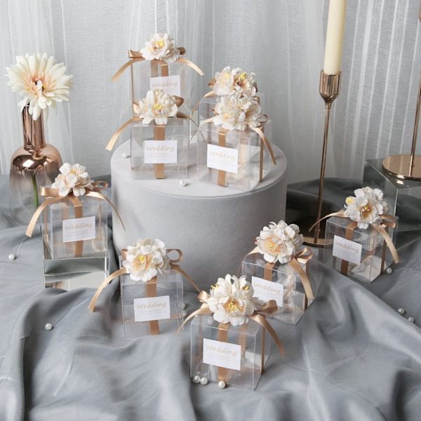 10 kpl Wedding Favor Box Suklaa karkkirasiat CLEAR RED CLEAR Clear red
