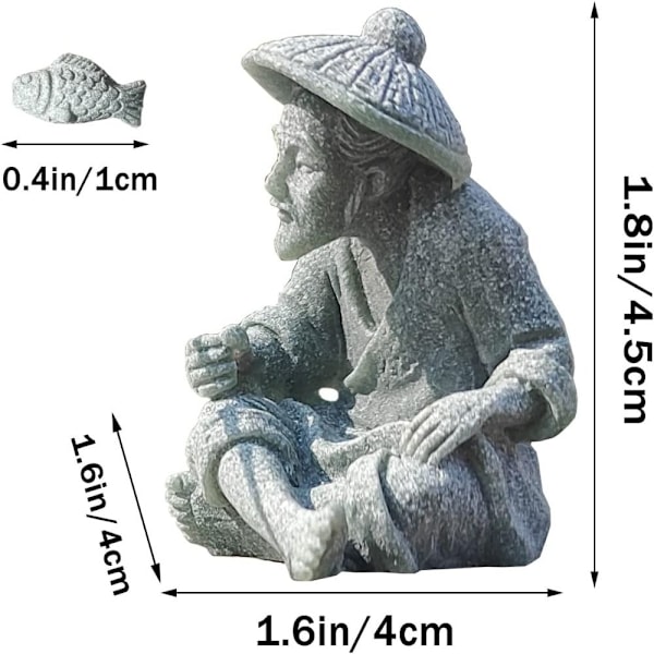 Fiske Ornament Mini Fisherman Staty Sittande Fiske Statyetter