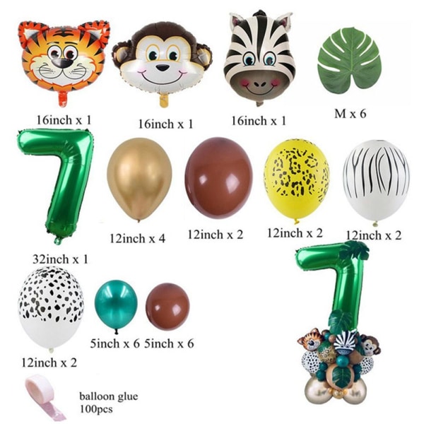 Djurnummerballonger Digitalballongset SET 7 Number 7