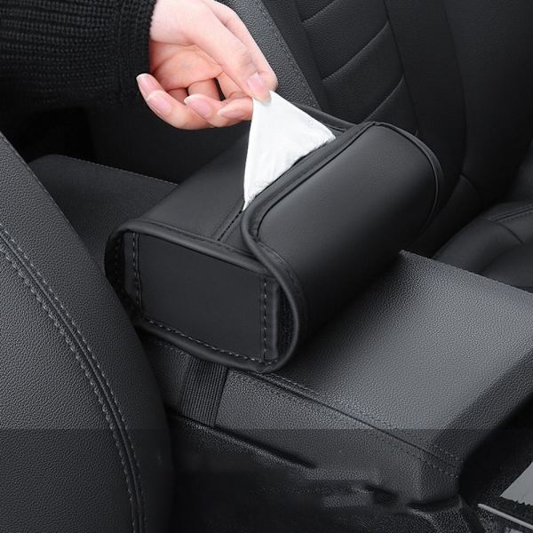 Bil Tissue Box Hållare Bil Center Console Armstöd Servett Box Black