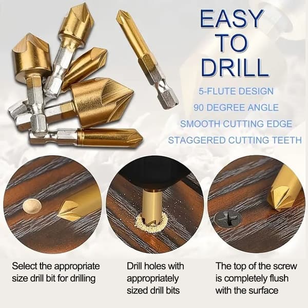 Counter Sink Bore Bit Hex Shank 6-9MM3PCS 3PCS 6-9mm3pcs