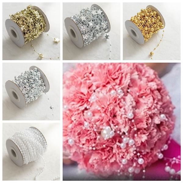Konstgjorda pärlor Pärlor Kedja Bead String Garland GULD gold beads-10m-beads-10m