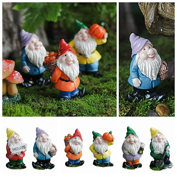 2 STK Mini Gnome Figurer Miniatyr Dverger Statue 2 2 2