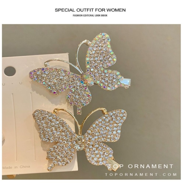 3 kpl Full Diamond Butterfly Hiusneulat Shine Bangs Clip SILVER Silver