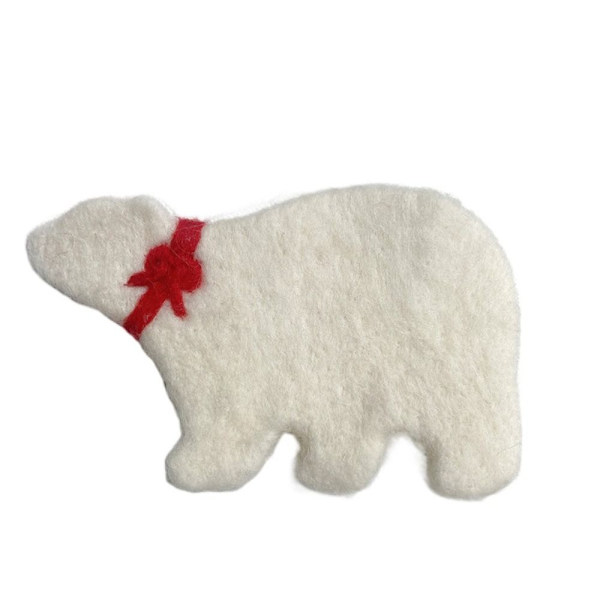 Håndlaget Ull Filt Coaster Dyreserviett ISBJØRN ISBJØRN Polar bear