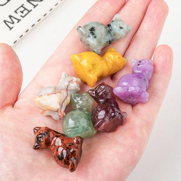Natural Crystal Cat Figurine Fortune Cat Statue 3 3 3