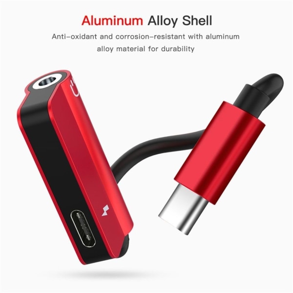 3 stk lydladeadapter USB Type-C til 3,5 mm jack RØD 3 STK red 3pcs-3pcs