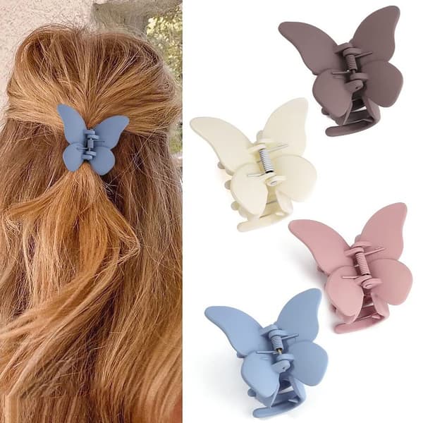 4 st Butterfly Hårklämmor Matta Hair Claw Clips E E E