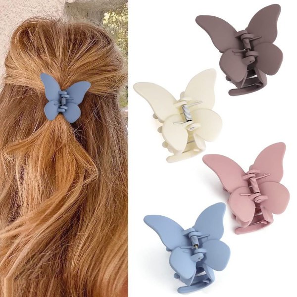 4 stk. Butterfly Hårclips Matte Hair Claw Clips D D D