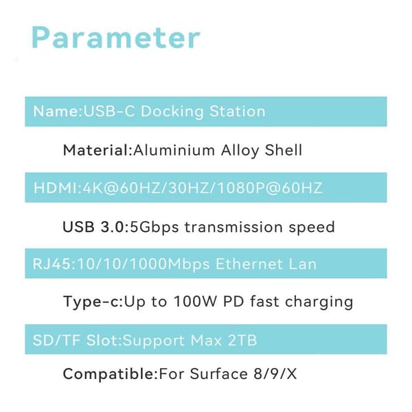 Typ-C HUB dockningsstation Gigabit RJ45