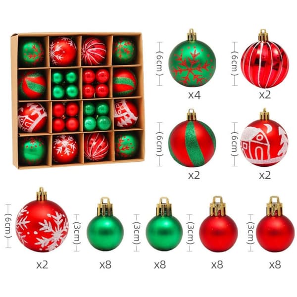 Juletræshængende bolde Julebold 44STK SÆT D 44STK SÆT D 44pcs set D