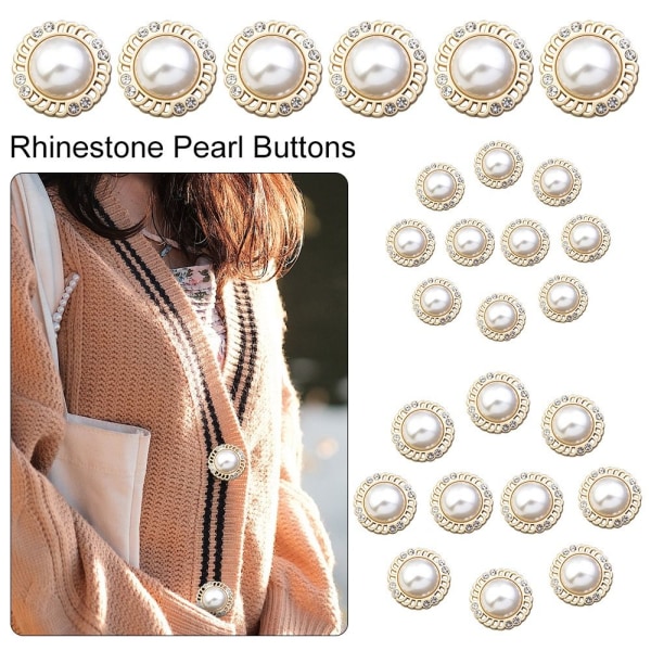 Rhinestone Pearl Buttons Paidan napit 18MM10KPL 10KPL 18MM10pcs