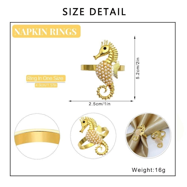 2/4 stk Seahorse Serviettringer Munnring 2STK 2STK 2PCS