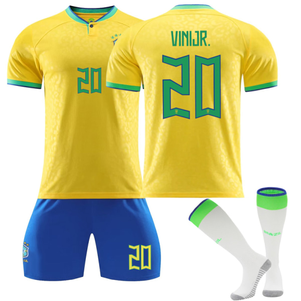 Brasil Hjem Fotballskjorte for barn Vinicius nr. 20 VINI JR 12--13years