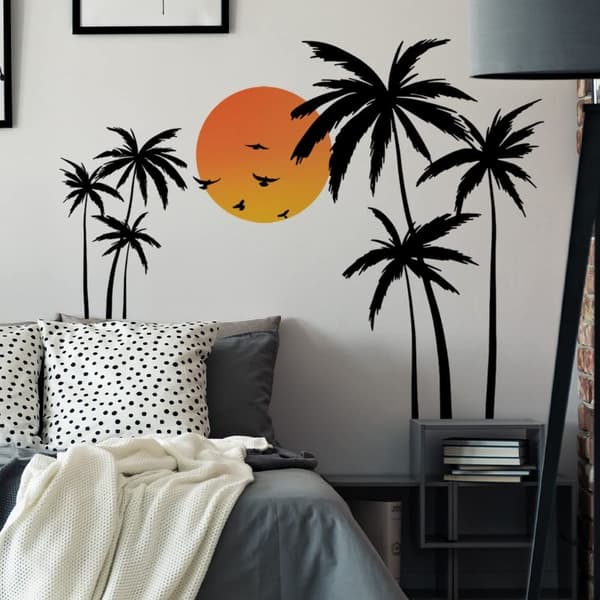Väggdekor Tropiskt träd Boho Sunset Coconut