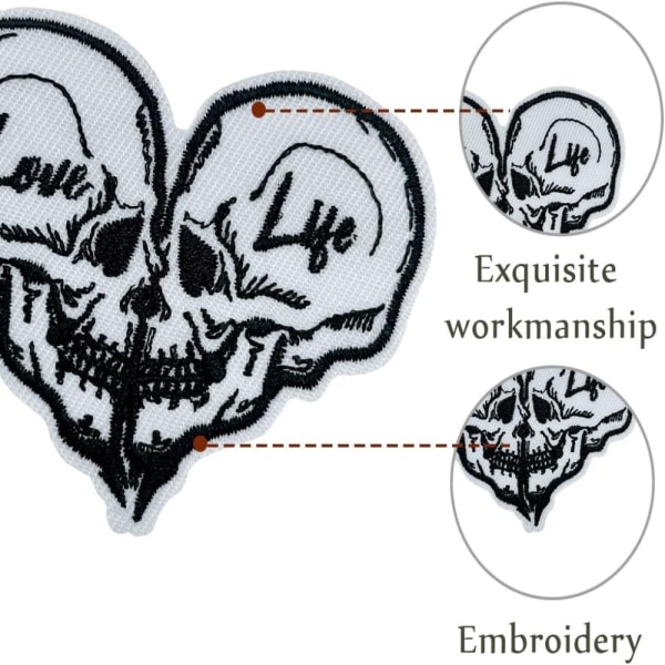 10 kpl Skeleton Skull Patches Skull Heart -vaatteet silitettävät