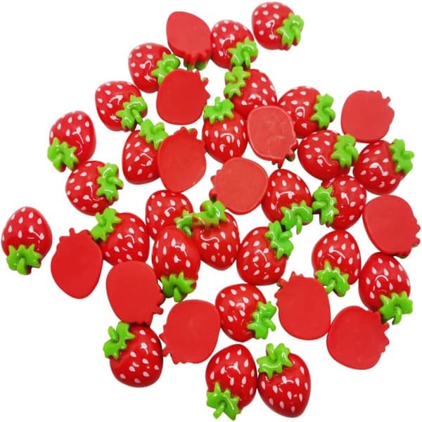 50st Strawberry Flatback Charms Flatback Beads Mini Frukt