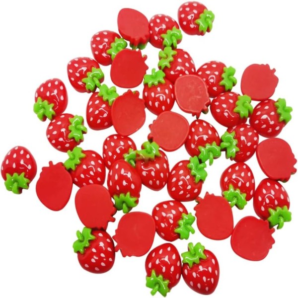 50stk Strawberry Flatback Charms Flatback Beads Mini Frukt