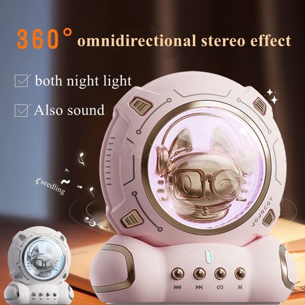Astronaut Spaceman Charging Night Light Bluetooth högtalare svart