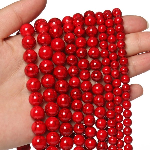 45 STK Natursteinsperler Røde turkise perler Røde perler