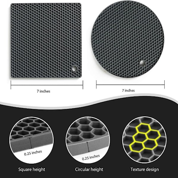 4 stk Silikone Isoleringspude Silikone Honeycomb Isoleringspude C