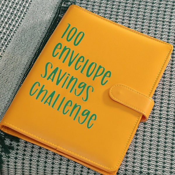 100 Kuvert Utmaning Pärm Kuvert Besparingsutmaningar dark yellow