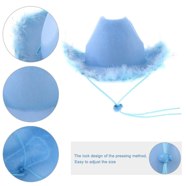 Cowboyhatt Fluffig fjäder Boa BLÅ Blue