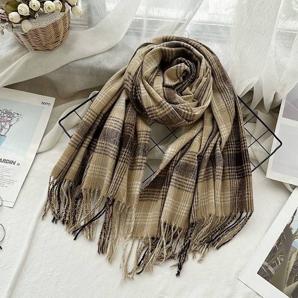 Cashmere klassisk rutete skjerf Tartanskjerf i overdimensjonert G G G