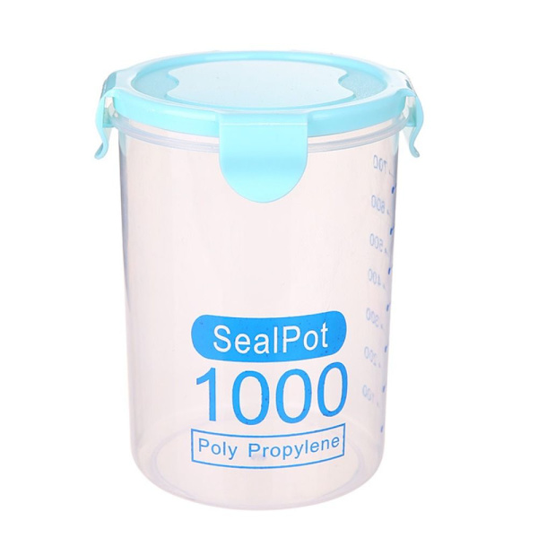 2 Stk Fødevarekonservering Beholder Korn Korn Krukke BLÅ 1000ML Blue 1000ML