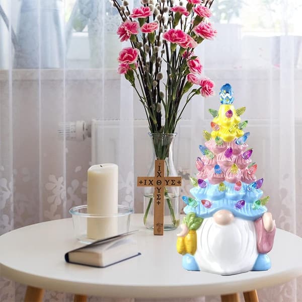 Bunny Tree Figurines Resin Rabbit Tree Gnome Statue Lampe
