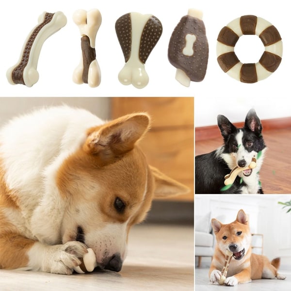 Nylon + kohud hundben Husdjursleksaker Naturligt giftfritt