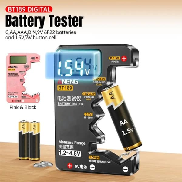 Batteritester Batteridetektor SORT Black