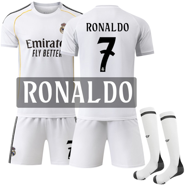 25-26 Real Madrid Hjemme Barn Fotballdrakt Sett Nr. 7 Cristiano Ronaldo Adult XS