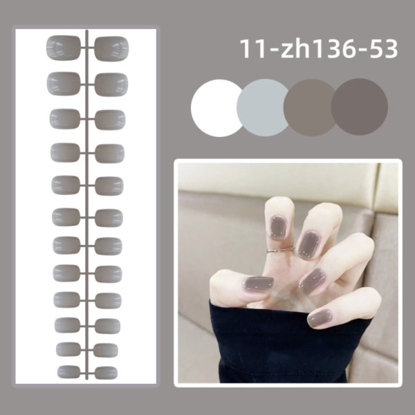 24 st Enfärgade falska naglar Kort fyrkantigt huvud falska naglar 11-zh136-53