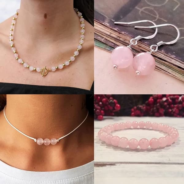 90 Stk 8mm Ædelsten Perler Natural Rose Quartz Løs Perle